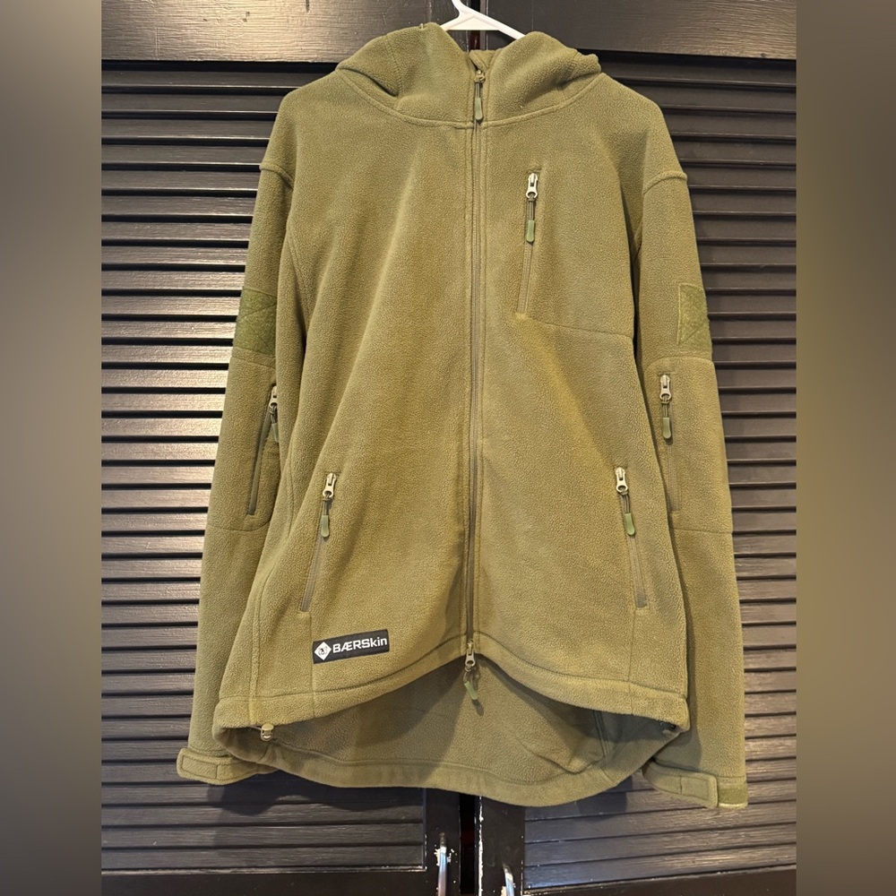 BAERSkin Tactical Fleece Hoodie Jacket Men's XL Olive Green Full Zip Outdoor